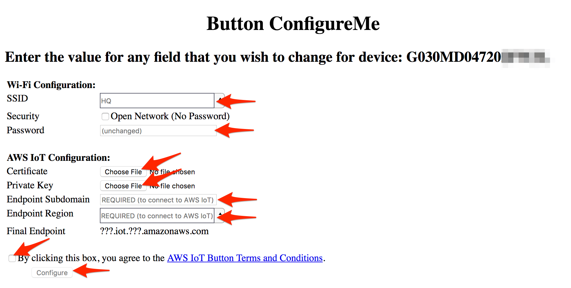 Iot button restore config